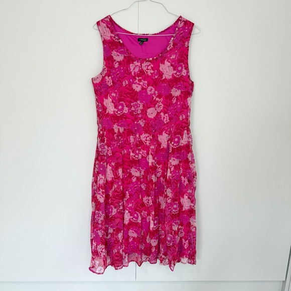 J.PETERMAN Women’s Sleeveless Chiffon Floral Dress in Fuchsia Fairy